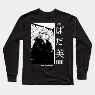 Lofi Study Manga Anime Girl Aesthetic Japan Black Long Sleeve T-Shirt